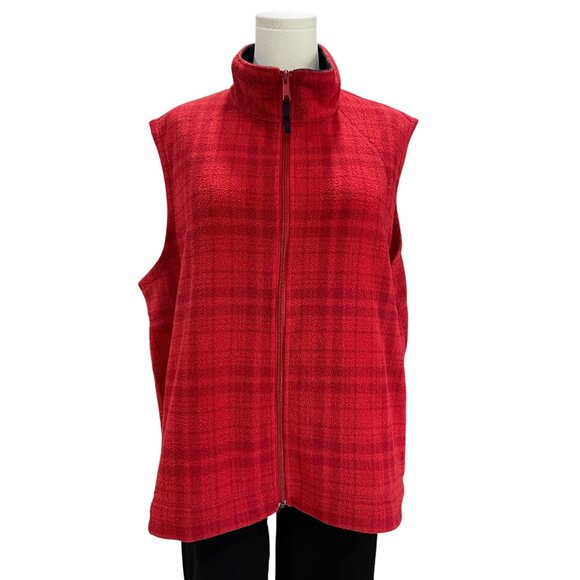 Columbia Red Fleece Zip Vest Womens 2X Plus Outdoor Hiking Camping Layer - Picture 6 of 9